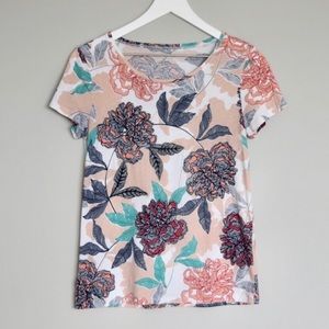 Ann Taylor Decorative Floral Short Sleeve Tee